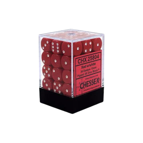 Chessex - Opaque 16mm D6 Dice Block - Red/White