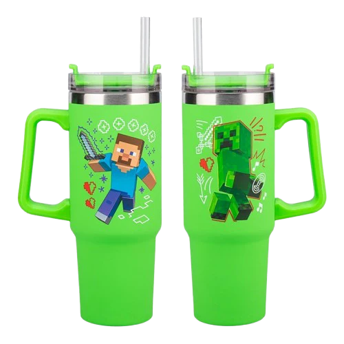 Minecraft - Steve & Creeper Green 900ml Insulated Cup and Straw