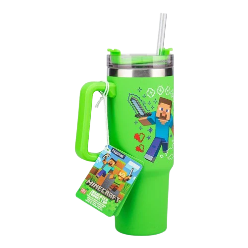 Minecraft - Steve & Creeper Green 900ml Insulated Cup and Straw - Image 2