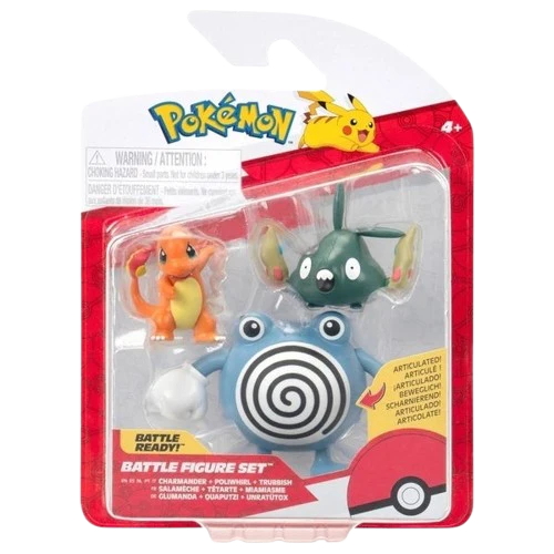 Pokemon - Charmander, Poliwhirl & Trubbish Battle Figure Set