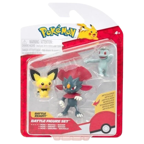 Pokemon - Pichu, Weavile & Machop Battle Figure Set