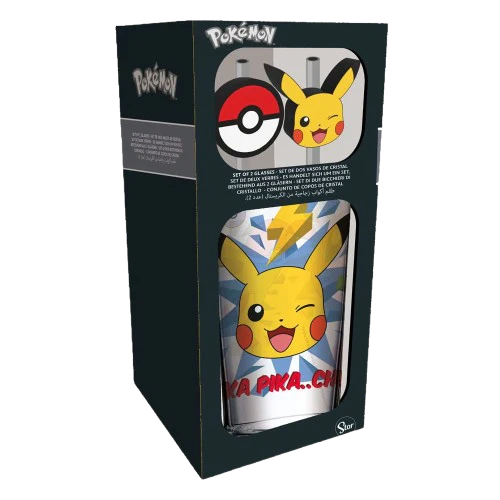 Pokemon - Pikachu Glass Tumbler with Straws