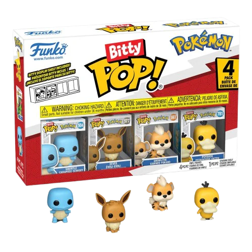 Pokemon - Squirtle, Eevee, Growlithe & Psyduck Funko Bitty Pop!
